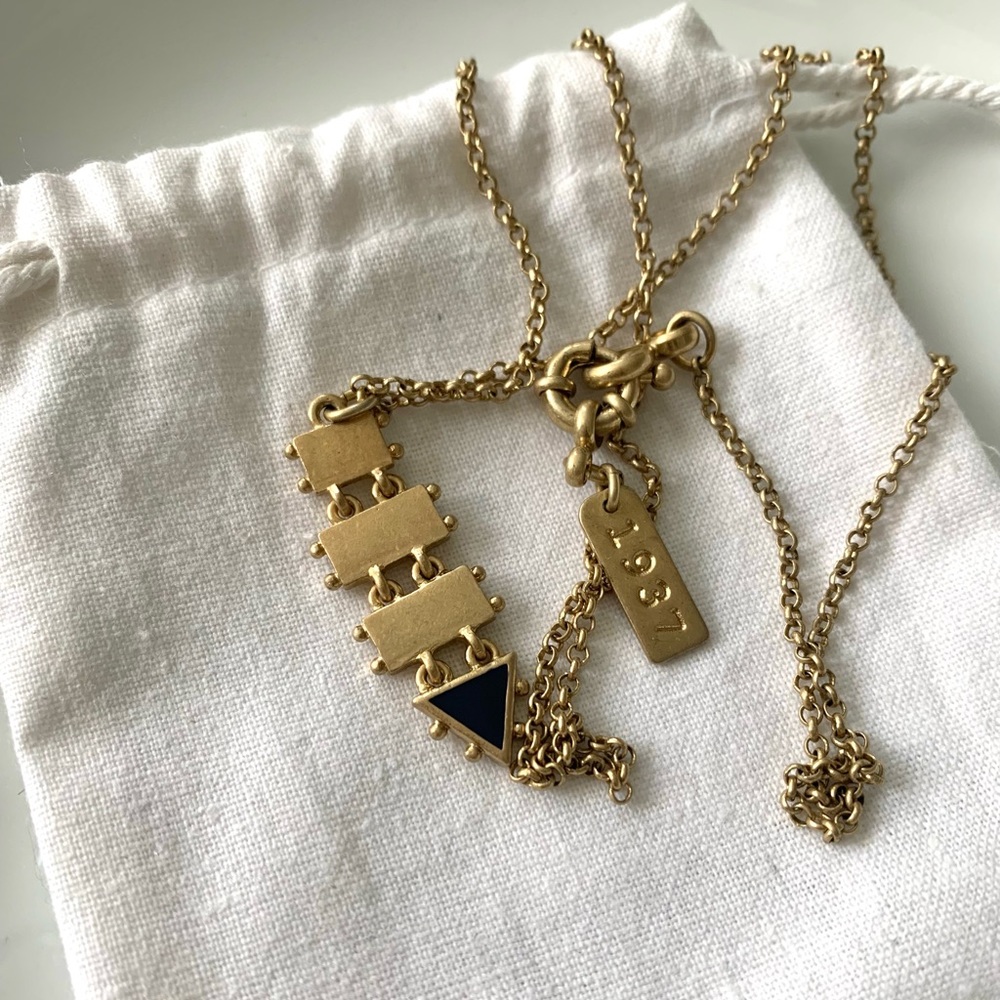 Blue enamel and gold madewell necklace